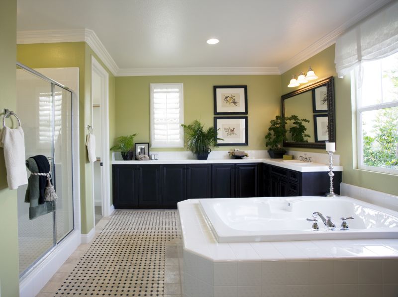 Bathroom with Recessed Lighting and Neutral Tones